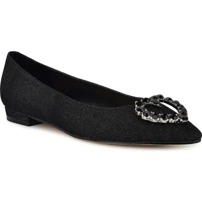 Nine West Hearts Rhinestone Flat In Black
