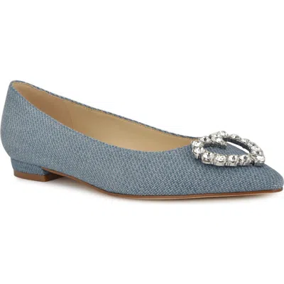Nine West Hearts Rhinestone Flat In Medium Blue