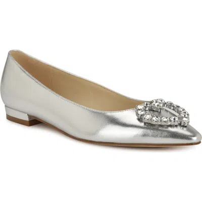 Nine West Hearts Rhinestone Flat In Silver