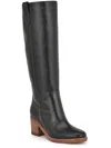 Nine West Hecee Womens Faux Leather Round Toe Knee-high Boots In Black