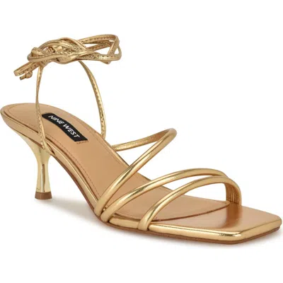 Nine West Hendy Ankle Wrap Sandal In Gold