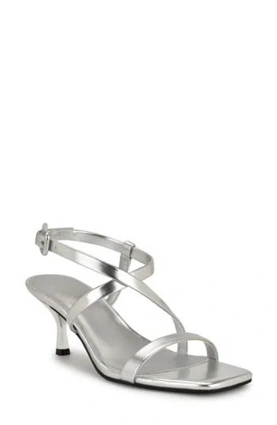 Nine West Hinell Kitten Heel Sandal In Silver