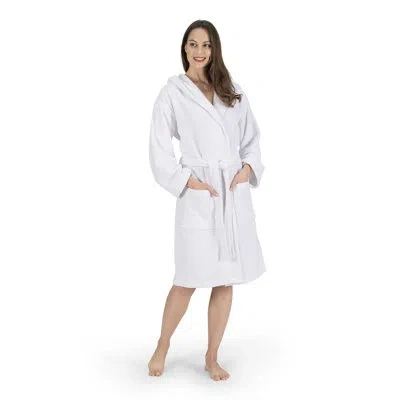Nine West Hooded  Turkish Cotton Unisex Bath Robe Collection In White