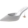 Nine West Hott3 Womens Slip On Kitten Heel Mules In Silver