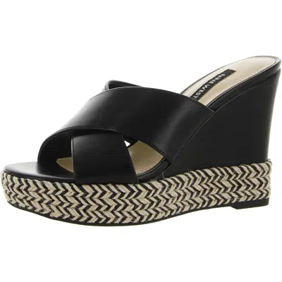 Nine West Hues 3 Womens Slip On Open Toe Wedge Sandals In Black
