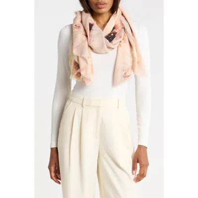 Nine West Inkly Floral Wrap Scarf In Neutral