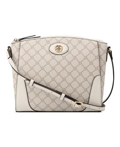 Nine West Innes Top Zipper Crossbody Bag In Mushroom Logo Milk