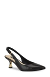 Nine West Veroni Womens Stretch Leather Slingback Heels In Black