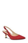 Nine West Jannit Womens Leather Kitten Slingback Heels In Red