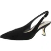 Nine West Veroni Womens Stretch Leather Slingback Heels In Black