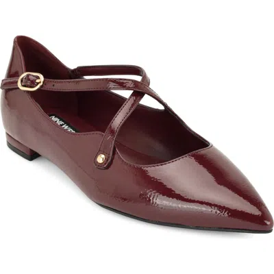 Nine West Jarry Pointed Toe Flat In Burgundy
