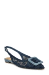 Nine West Jasser Pointed Toe Slingback Flat In Light Blue