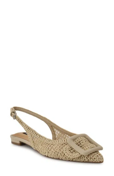 Nine West Jasser Pointed Toe Slingback Flat In Light Natural