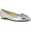 Nine West Jesike Pointed Toe Flat In Silver
