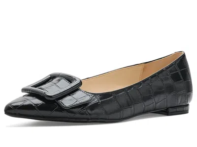 Nine West Jesike Women's Flat Shoes Black Croco: 6 M