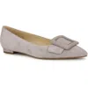 Nine West Jesike Womens Embellished Suede Ballet Flats In Light Grey Suede