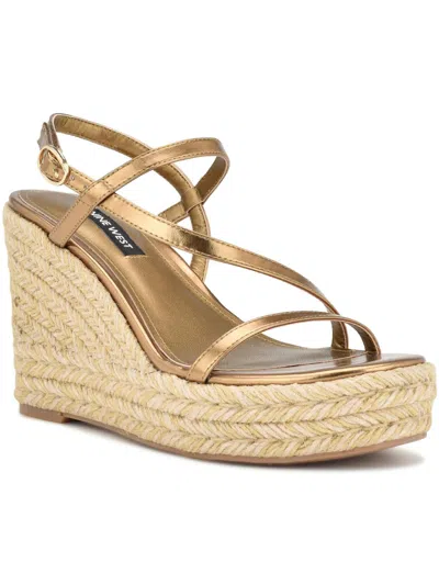 Nine West Jills 3 Womens Adjustable Platform Sandals In Gold