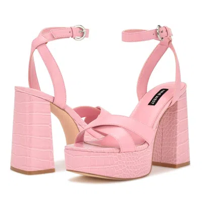 Nine West Joya 3 Sandal Women's Pink Faux Leather Ankle Strap Platform Jobb477