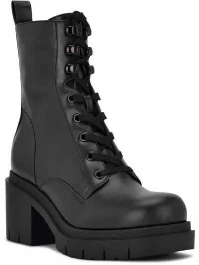 Nine West Juna Womens Zipper Mid-calf Combat & Lace-up Boots In Multi