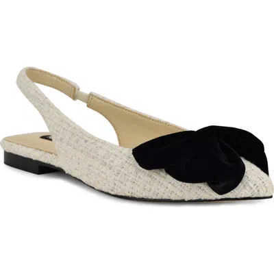 Nine West Junnie Pointed Toe Slingback Flat In Ivory