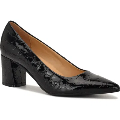 Nine West Kaylen Croc-embossed Pump In Black