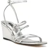 Nine West Keamer Womens Patent Ankle Strap Wedge Sandals In Silver