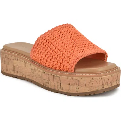 Nine West Keller Platform Slide Sandal In Orange