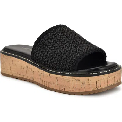 Nine West Keller Platform Slide Sandal In Black