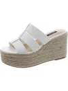 Nine West Keran 3 Womens Faux Leather Slip On Platform Sandals In White