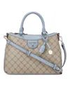 Nine West Kiley Removable Strap Medium Satchel Bag In Beige Logo Bluestone