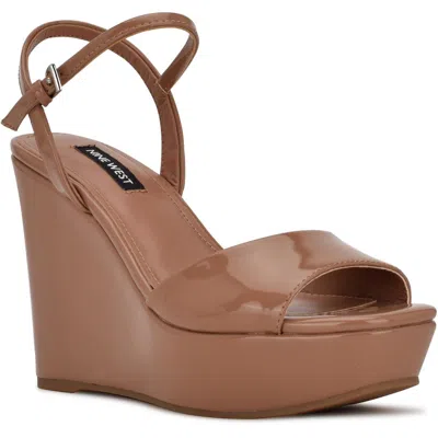 Nine West Kinda Womens Padded Insole Ankle Strap Wedge Heels In Multi
