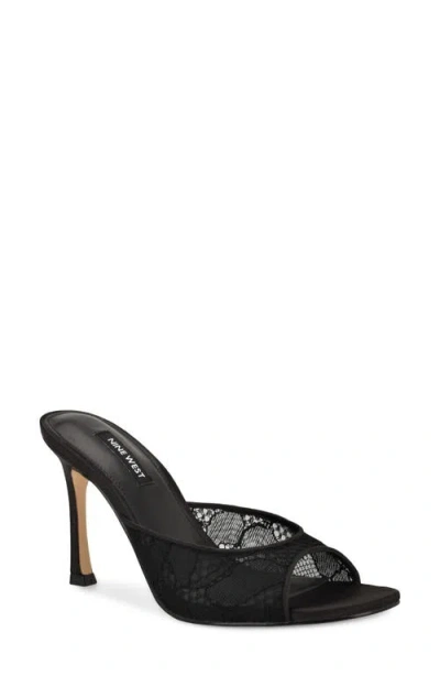 Nine West Kiscop Lace Slide Sandal In Black