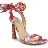 Nine West Kobs Ankle Tie Sandal In White Blooms Floral Multi