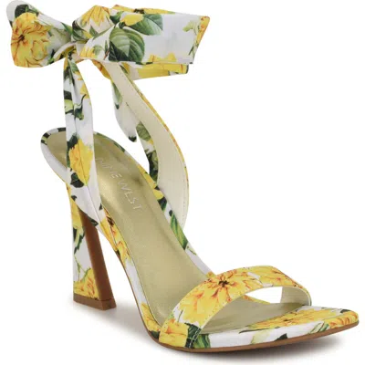 Nine West Kobs Ankle Tie Sandal In Yellow Multi