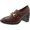 Nine West Koolo 3 Womens Faux Leather Embellished Loafer Heels In Brown