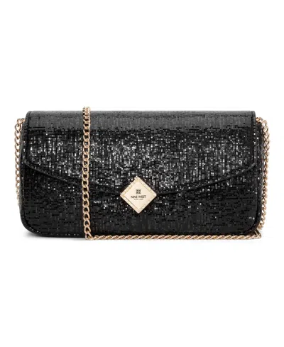 Nine West Kristina Phone Organizer Faux Leather Crossbody Wallet In Black
