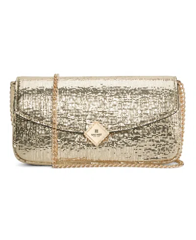 Nine West Kristina Phone Organizer Faux Leather Crossbody Wallet In Platino