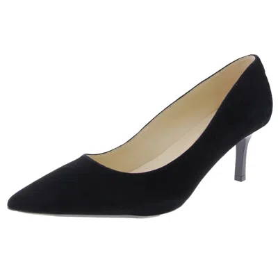 Nine West Kuna Womens Leather Slip On Pumps In Black Suede