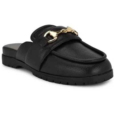 Nine West Kunne Womens Buckle Manmade Mules In Black