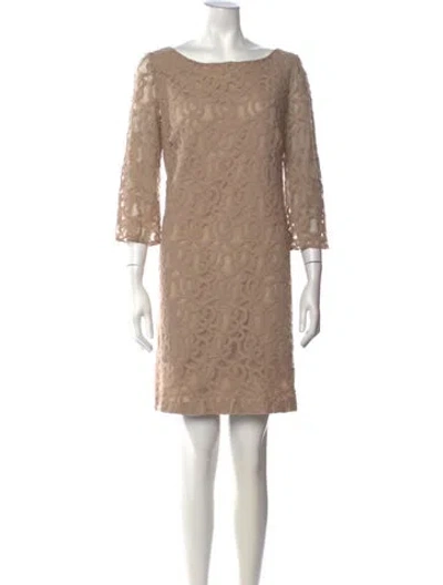 Pre-owned Nine West Lace Pattern Mini Dress In Neutrals