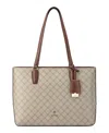 Nine West Lakelyn Large Tote Bag In Beige Logo Mahogany