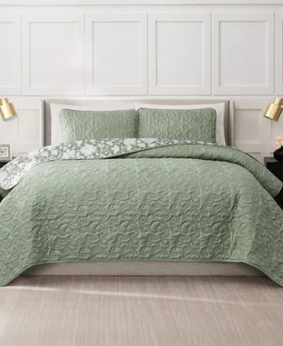Nine West Laural Floral 3-pc. Quilt Set, King In Green