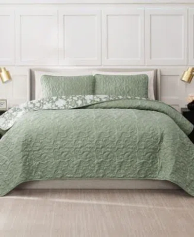 Nine West Laural Floral Quilt Set In Green