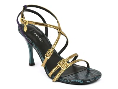 Nine West Lavva Buckle Ankle Strap Sandal In Gold