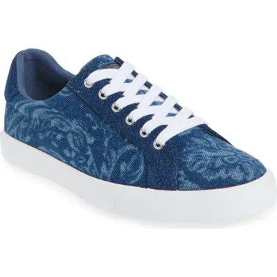 Nine West Layna Snakeskin Embossed Sneaker In Blue