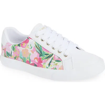 Nine West Layna Snakeskin Embossed Sneaker In Pink