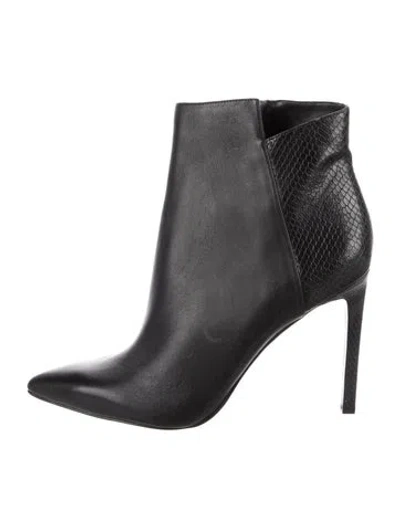 Pre-owned Nine West Leather Animal Print Boots In Black