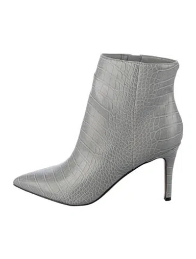Pre-owned Nine West Leather Animal Print Boots In Grey