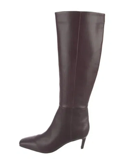 Pre-owned Nine West Leather Boots W/ Tags In Burgundy/purple