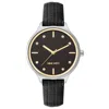 Nine West Black Leather Dress Watch In Black